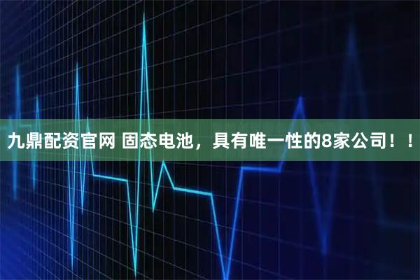 九鼎配资官网 固态电池，具有唯一性的8家公司！！
